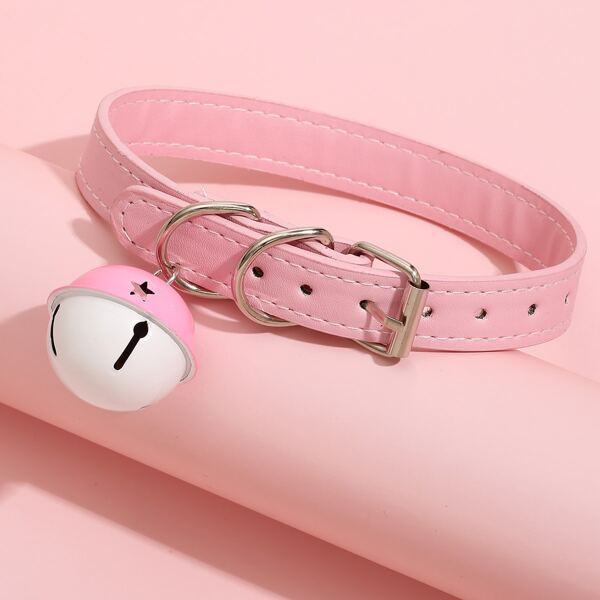 

Bell Charm PU Choker, Pink
