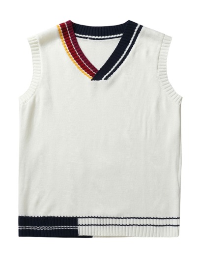 Manfinity Men Striped Trim Sweater Vest