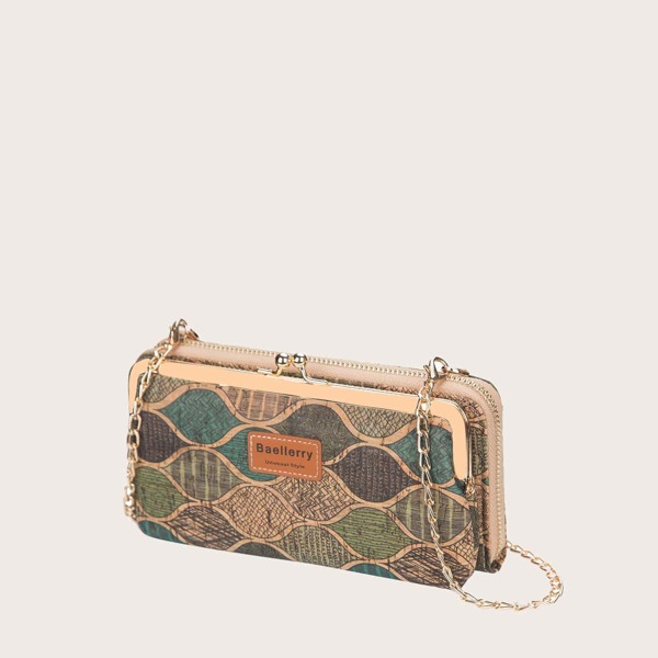 

Letter Patch Colorblock Geometric Graphic Chain Box Bag, Multicolor