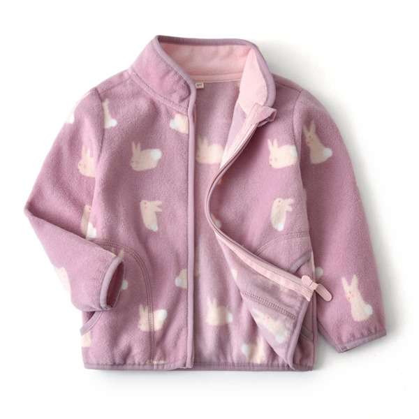 

Toddler Girls Rabbit Print Fleece Jacket, Mauve purple