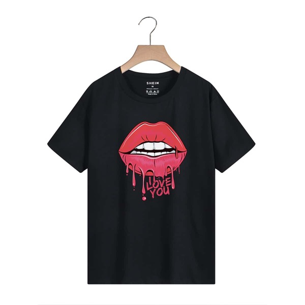 

Mouth And Slogan Graphic Tee, Black