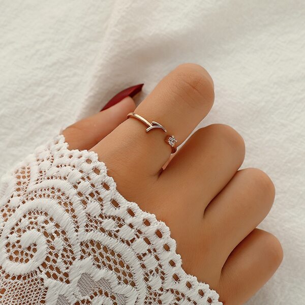 

Zircon Letter Cuff Ring, Gold