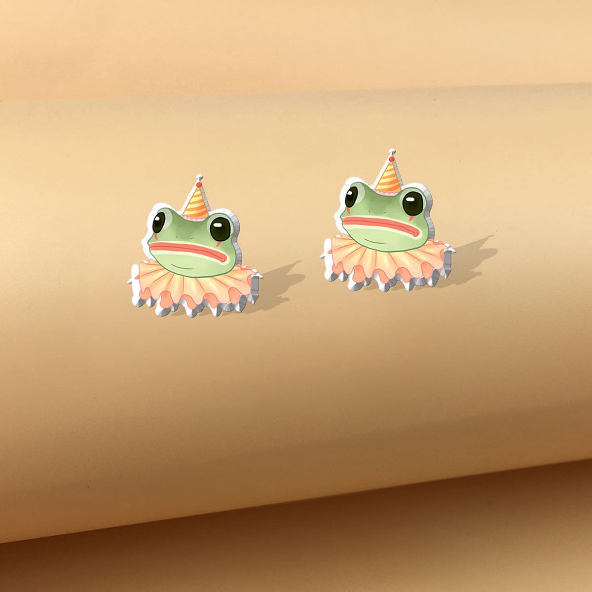 

Cartoon Frog Stud Earrings, Multicolor