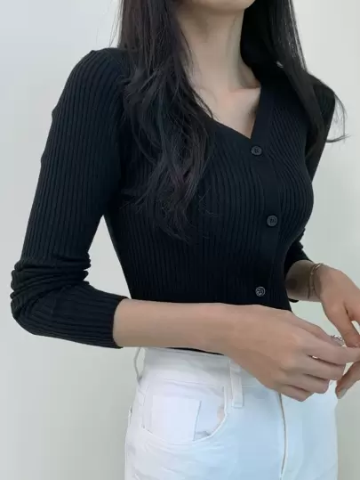 DAZY Women's Solid Color Long Sleeve Single-Breasted Casual Business Cardigan, Autumn,Long Sleeve Tops,Fall Women Clothes