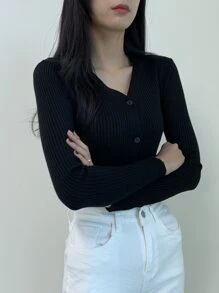 DAZY Women's Solid Color Long Sleeve Single-Breasted Casual Business Cardigan, Autumn,Long Sleeve Tops,Fall Women Clothes - Black - View 2