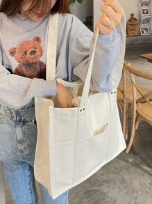 DAZY Bolso tote de gran capacidad asa superior - Blanco - Ver 6
