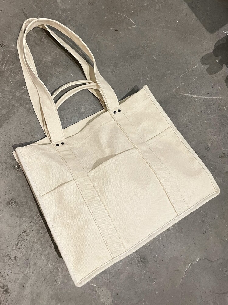 DAZY 大容量頂部單條提帶托特包 - 白色 - 查看 7