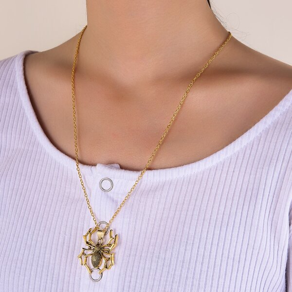 

Halloween Spider Charm Necklace, Gold