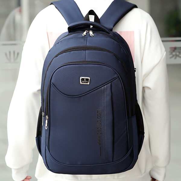 

Letter Graphic Multi-Compartment Backpack, Blue