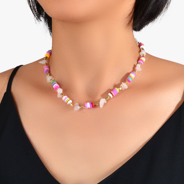 

Beaded Resin Necklace, Multicolor