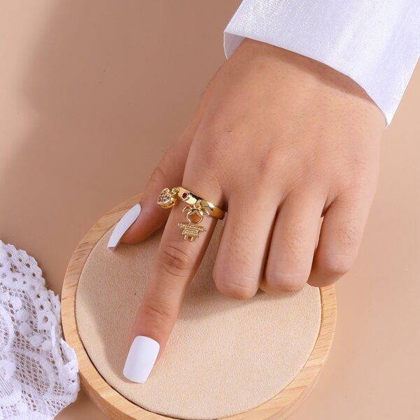 

Heart Charm Ring, Gold