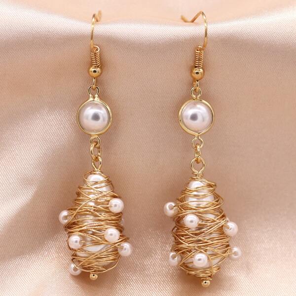 

Faux Pearl Decor Drop Earrings, Multicolor