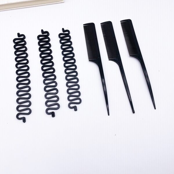 

3pcs Hair Comb & 3pcs Hair Styling Tool, Black