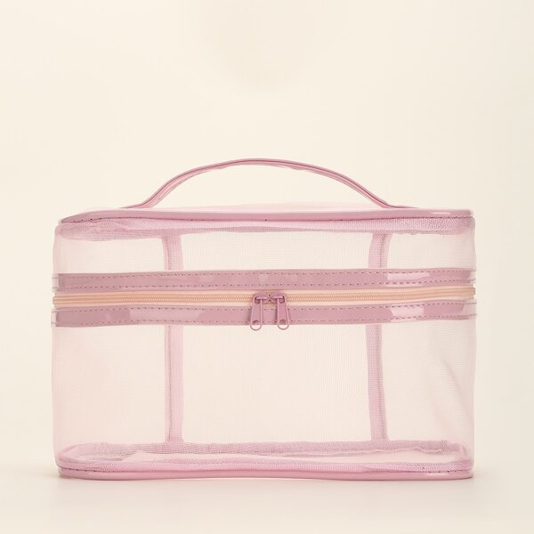 

Mesh Square Makeup Bag, Pink