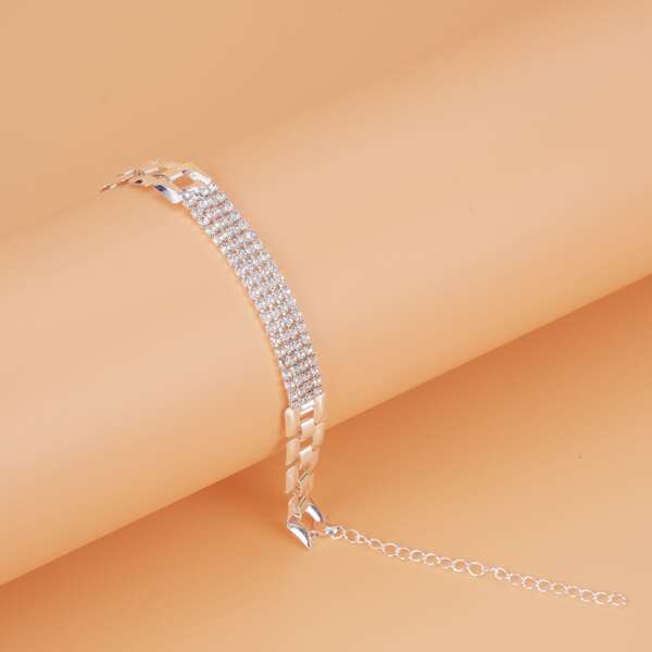 

Rhinestone Decor Bracelet, Silver