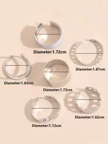 6入組開口戒指 - 銀色 - 查看 4