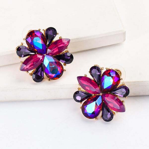 

Rhinestone Decor Earrings, Multicolor