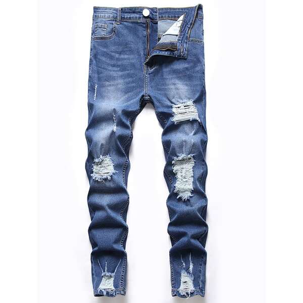 

Men Ripped Washed Skinny Jeans, Medium wash