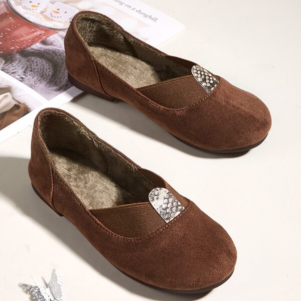 

Toddler Girls Suede Metal Decor Flats, Brown