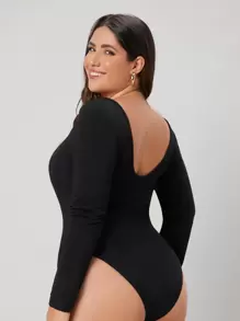 SHEIN BASICS Body slim ajustado de talla grande, para invierno - Negro - Ver 1