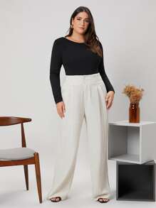 SHEIN BASICS Body slim ajustado de talla grande, para invierno - Negro - Ver 3