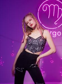 ROMWE Áo khoác và áo lót dành cho xe tăng nữ Con số Hoa Giải trí - Nhiều màu - Xem 4