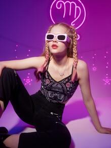 ROMWE Áo khoác và áo lót dành cho xe tăng nữ Con số Hoa Giải trí - Nhiều màu - Xem 5