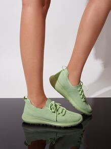 Cuccoo Lace-up Decor Running Shoes - Green - View 3