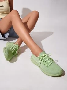 Cuccoo Lace-up Decor Running Shoes - Green - View 1