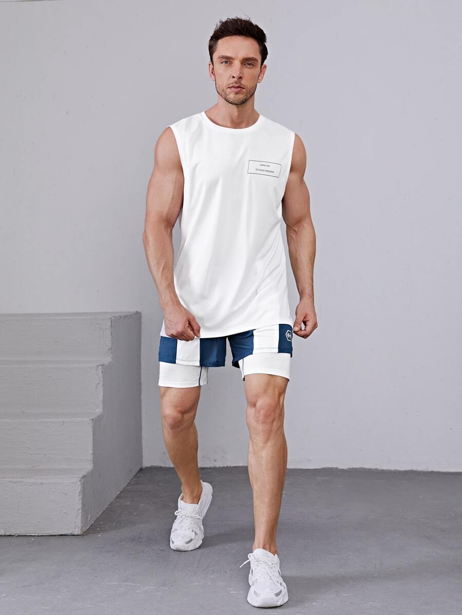 Boyfriend Style Men Slogan Graphic Sports Tank Top