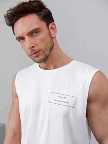 Boyfriend Style Men Slogan Graphic Sports Tank Top