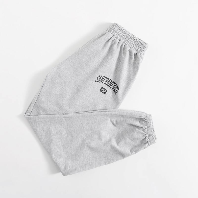 

Letter Print Sweatpants, Light grey