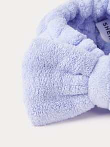 SHEIN Basic living SINH HOẠT CƠ BẢN Sợi nhỏ Spa Trang điểm Băng đô Coral Fleece Nơ-Lavender Macaron - Màu tím - Xem 6