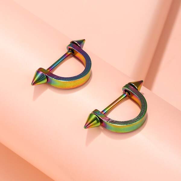 

2pcs Stainless Steel Nipple Ring, Multicolor
