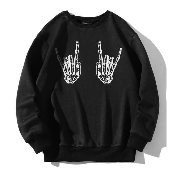 

Skeleton Hand Print Sweatshirt, Black