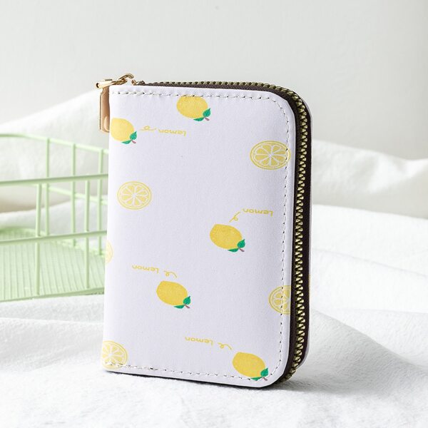 

Girls Fruit Graphic Zip Around Small Wallet, White