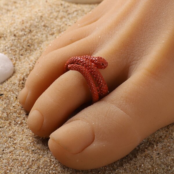 

Snake Design Toe Ring, Red
