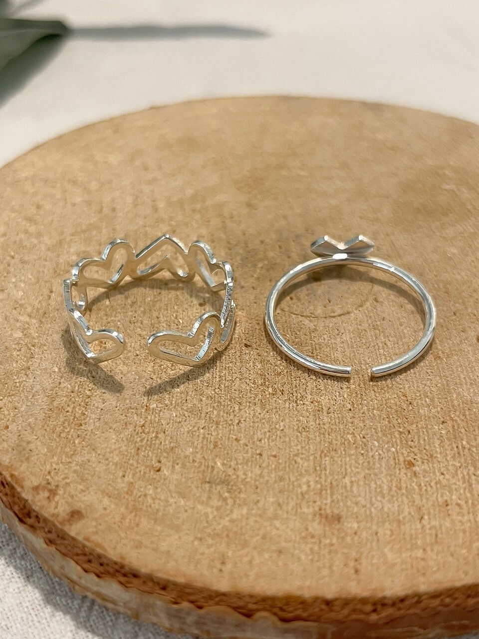 2pcs Heart Decor Ring