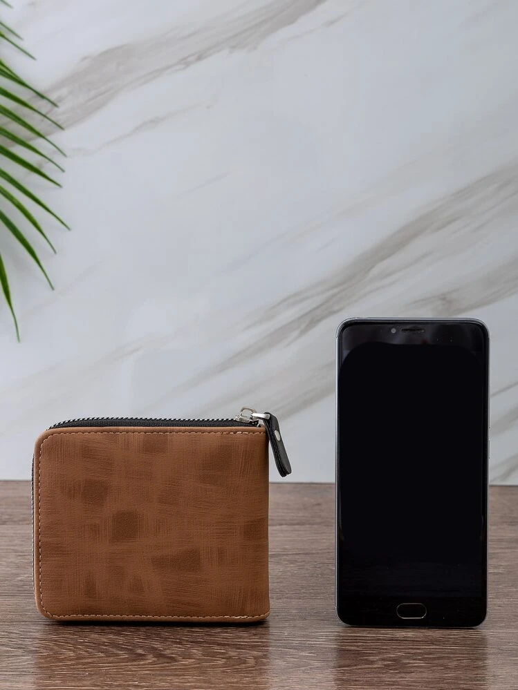 Billetera pequeña con gráfico de letras para hombres, regalo para padres, delgada, ligera y portátil para efectivo, identificación, tarjetas de crédito, con bolsillo para monedas, billetera corta, pequeña cartera, bolso pequeño, billetera de bolsillo, para regalo de cumpleaños, aniversario, San Valentín, pareja, hombre, estudiante universitario, bolsa de regalo - Negro - Ver 4