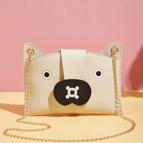 

Cartoon Graphic Chain Shoulder Bag, White