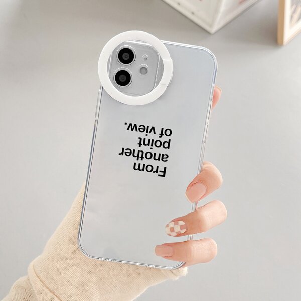 

Letter Graphic Clear Phone Case With Ring Holder, Multicolor