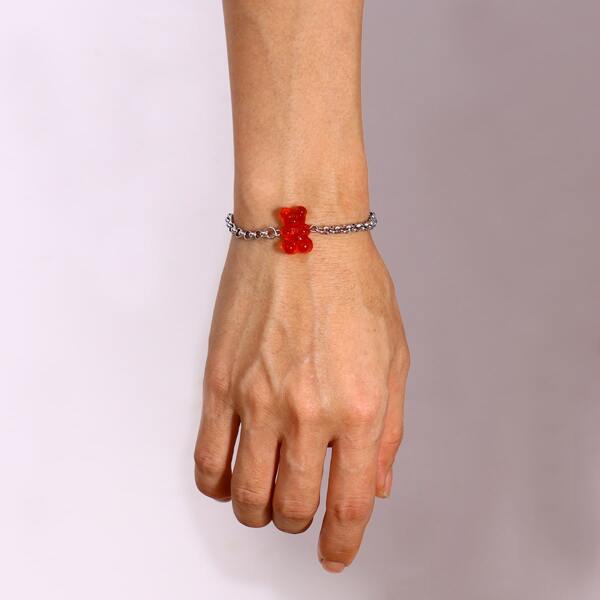 

Bear Decor Bracelet, Red
