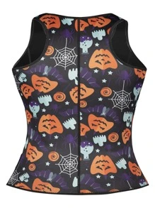 Faja con estampado de halloween con cremallera delantera - Multicolor - Ver 2