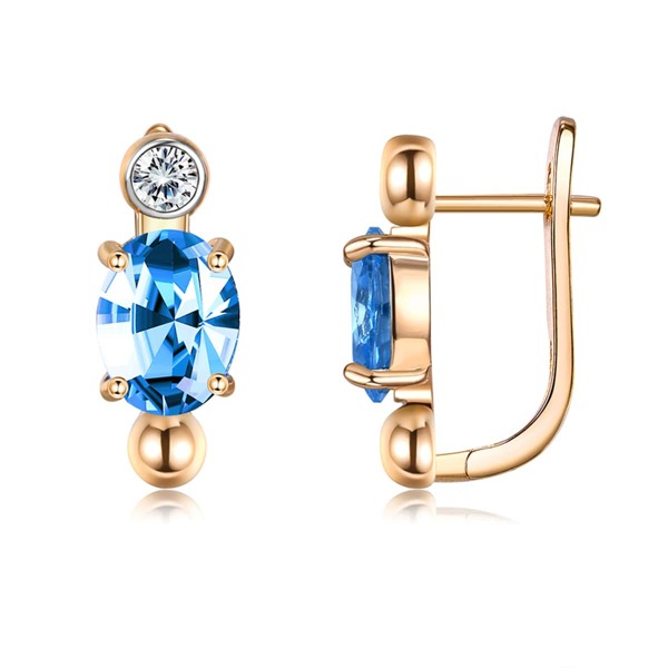 

18K Gold Plated Zircon Decor Hoop Earrings, Blue