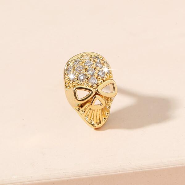 

1pc Zircon Skull Decor Stud Earring, Gold