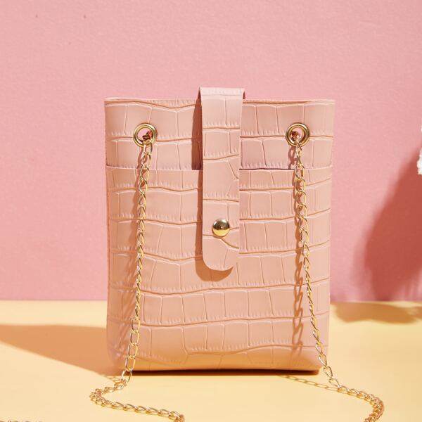 

Minimalist Stone Grain Chain Shoulder Bag, Pink