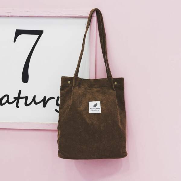 

Letter Patch Square Bag, Brown