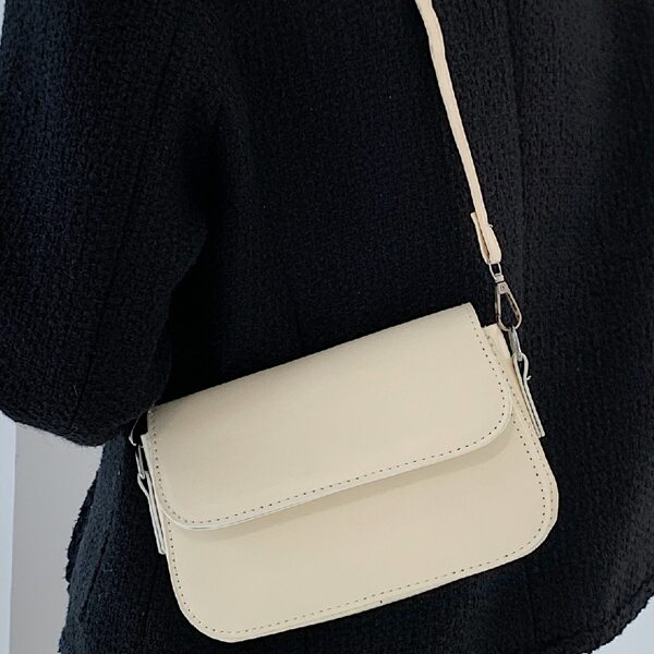 

Minimalist Flap Crossbody Bag, White