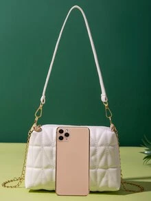 Solid Quilted Chain Shoulder Bag