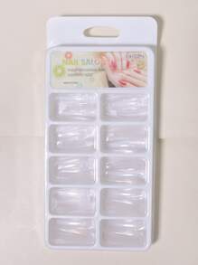 Transforma tus uñas con 100 piezas de clip de fijación de extensión de uñas de ataúd largo, uñas postizas de cubierta completa para mujeres y niñas - transparente - Ver 1